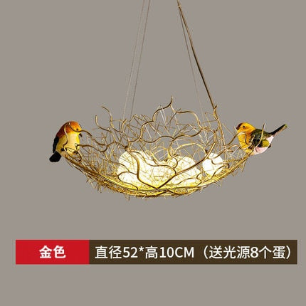 Post - Modern Individual Lovely Bird Nest Led Pendant Light Iron Art Hanging Lamp Animal Dining