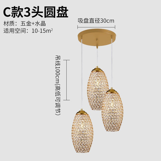 Italian Design Luxury Gold Lustre Crystal Pendant Lights Modern Light Fixtures For Living/Dining