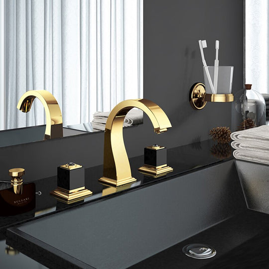 Bathtub Faucets 5 Pcs Spout Tub Sink Mixer Taps Gold Brass Hot And Cold Bathroom Shower Faucet