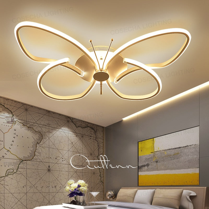 Butterfly Led Ceiling Light Modern White Color Lamps In Kitchen Kids Bedroom Dining Room Dimmable