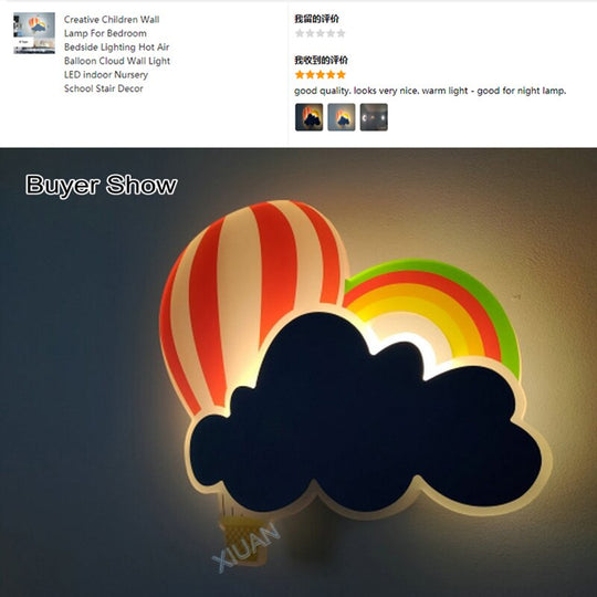 Hot Air Balloon Cloud Wall Light Creative Children Lamp For Bedroom Bedside Lighting Led Indoor