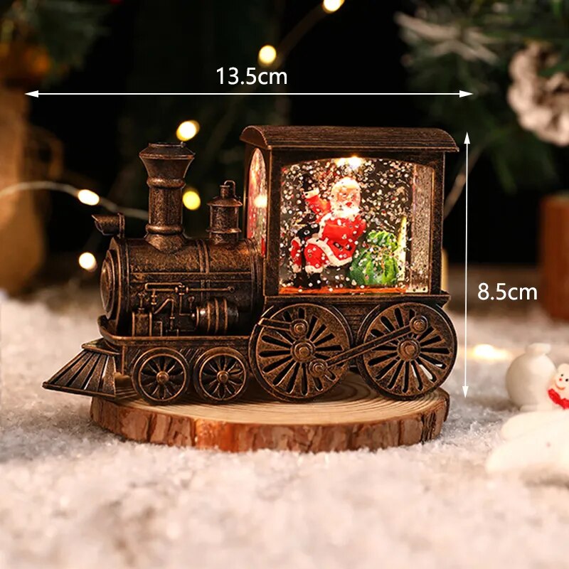 Santa Claus Snowman Christmas Gift Eve Music Box Train Crystal Ball Ornaments Table Decoration