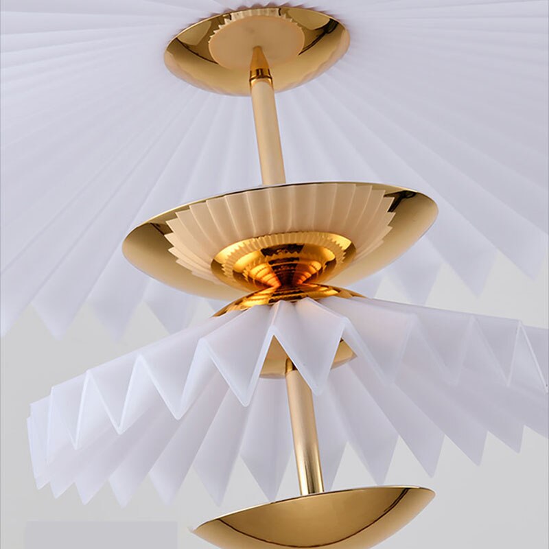 New Style Led Chandelier Umbrella Shaped White Acrylic Gold Metal For Dining Room Kitchen Bedroom