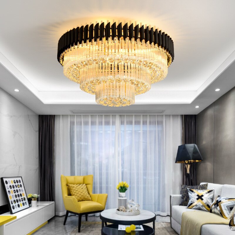 Luxury Rectangular Crystal Ceiling Lamp - Dazzling Large - Scale Lighting For Elite Living Rooms &