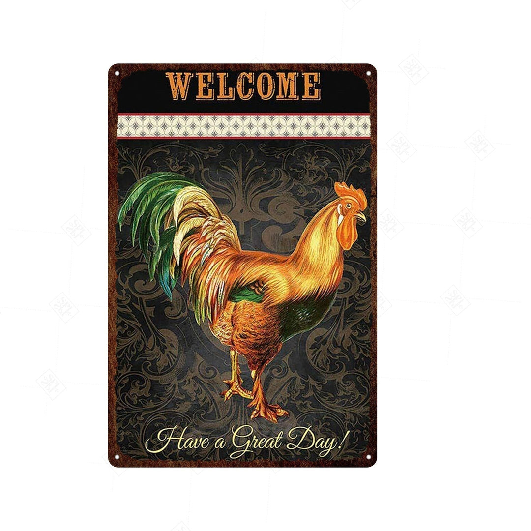 Vintage Chicken And Fresh Eggs Tin Sign: Farmhouse Kitchen Farm Wall Art Decor 2 / 20X30Cm Painting