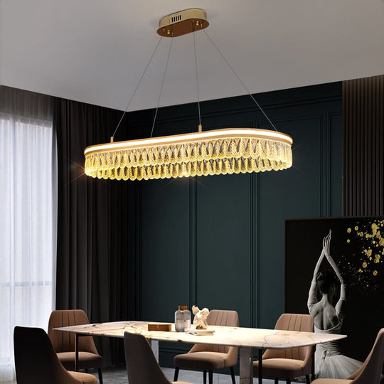 Modern Led K9 Crystal Chandelier 3 / 4 Ring Living Dining Room Hanging Light Circle Pendant Lamp