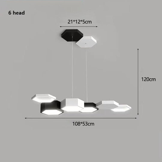 Modern Black White Pendant Lamp Geometric Polygon Led Chandelier Dining Table Living Room Bar