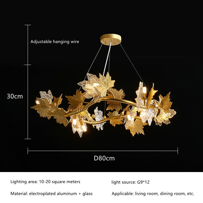 Postmodern Led Glass Chandelier Living Dining Room Bedroom Creative Maple Leaf Decor Pendant Lamps