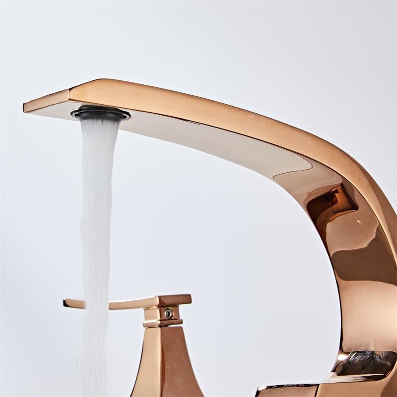 Bathroom Faucet Rose Gold Widespread Basin Black Tap Luxury Mixer Hot And Cold Shower Room Sink