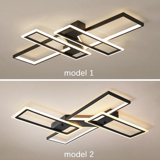 Modern Rectangular Led Chandeliers For Living Room Home Decor Ceiling Light