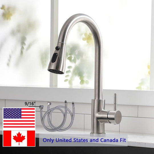 Pull Out Kitchen Sink Faucet With 3 Modes Water Outlet Spout 360 Degree Rotation Matte Black Bar