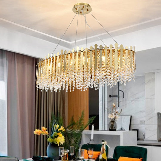 Luxury Dimmable Led Ceiling Chandeliers - Glass Gold Hanging Lamps With Remote Control For Home