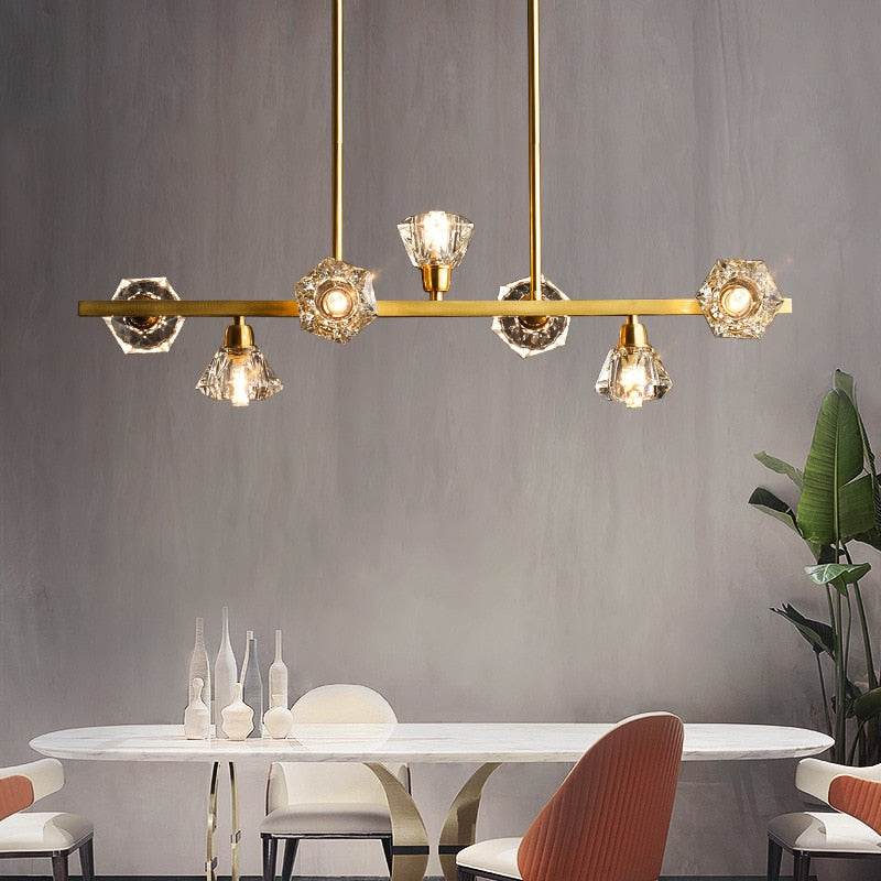 Nordic Restaurant Copper Crystal Chandelier Lighting Black/Gold Lustre Home Decor Suspension