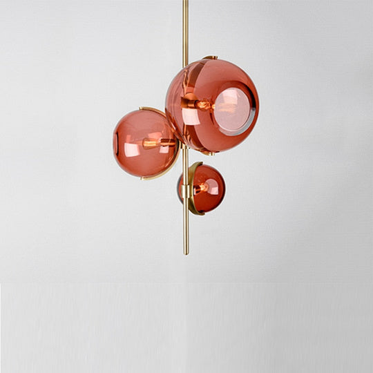 Simple Art Decor Red Glass Led Hanging Lamp Designer Creative Bedroom Living Room Dining Bar Study