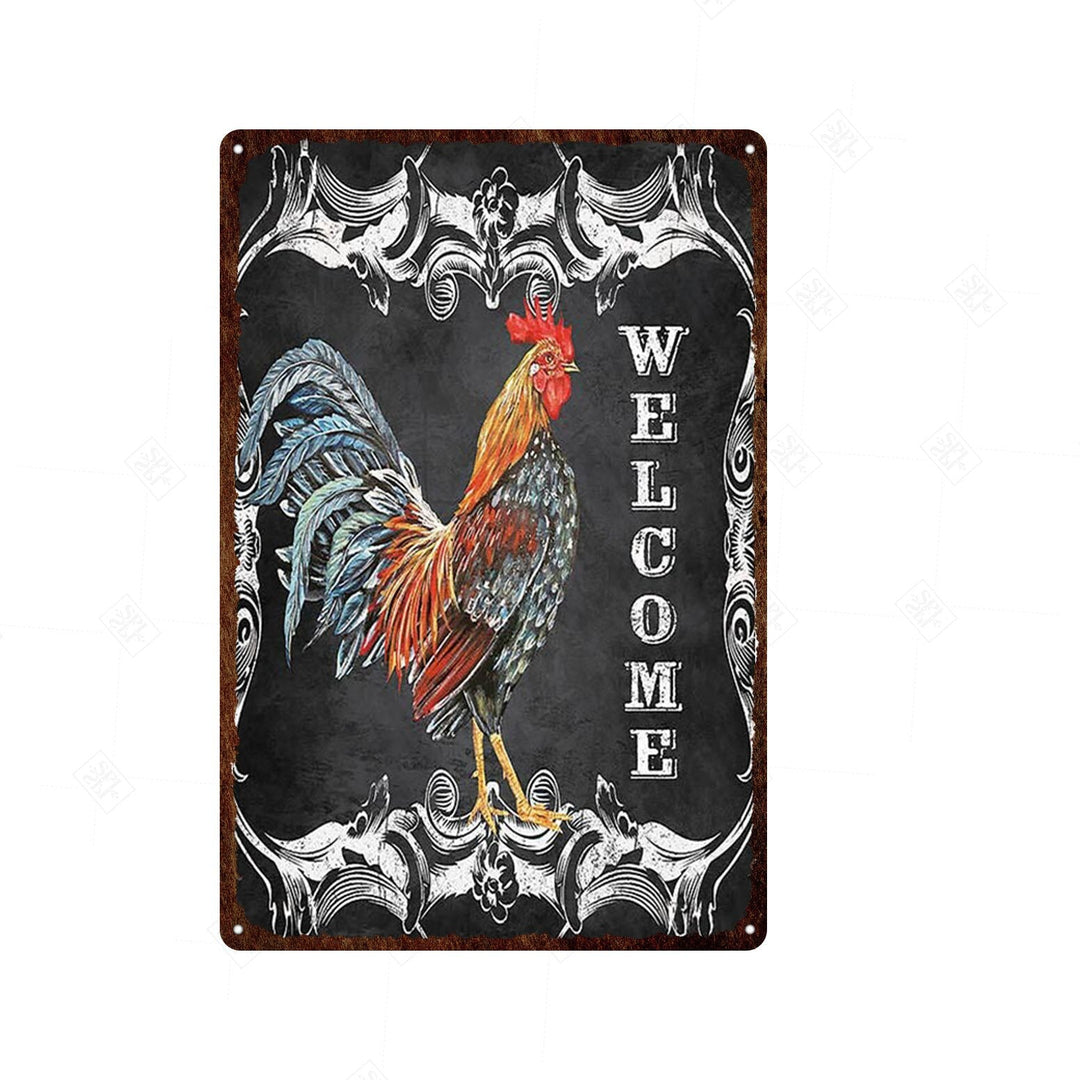 Vintage Chicken And Fresh Eggs Tin Sign: Farmhouse Kitchen Farm Wall Art Decor 22 / 20X30Cm Painting