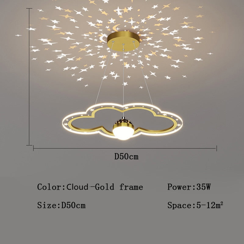 Modern Led Starry Sky Art Deco Chandelier For Bedroom Cloud - Gold - D50Cm / Cool White No Remote