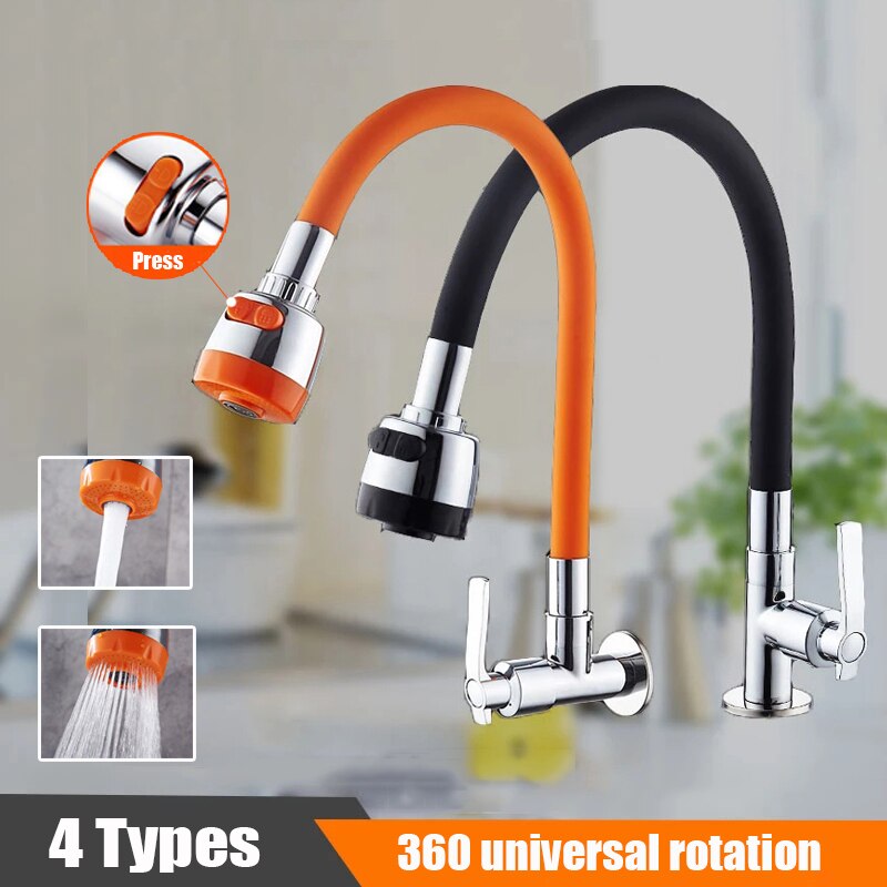 Flexible Direction Rotating Kitchen Faucet Deck Mount Cold Water Colorful Single Handle One Hole