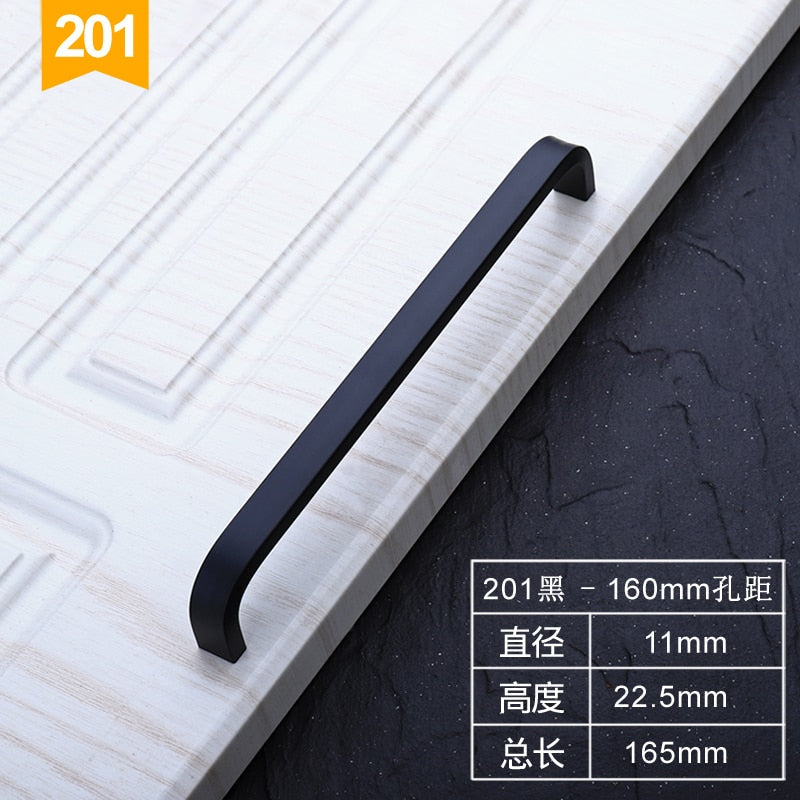 4/6/8/10/12 Inches Gold Black Silver Space Aluminum Handles Kitchen Door Cabinet Straight Handle