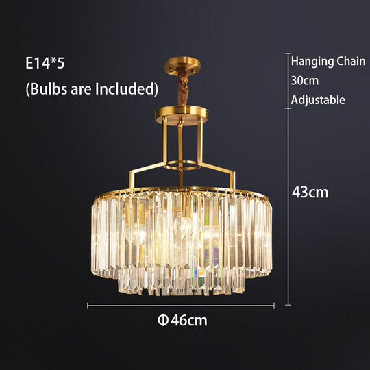 Copper Crystal Grandeur: Rectangular Led Chandeliers For Dining Tables 46Cm / White Light Chandelier