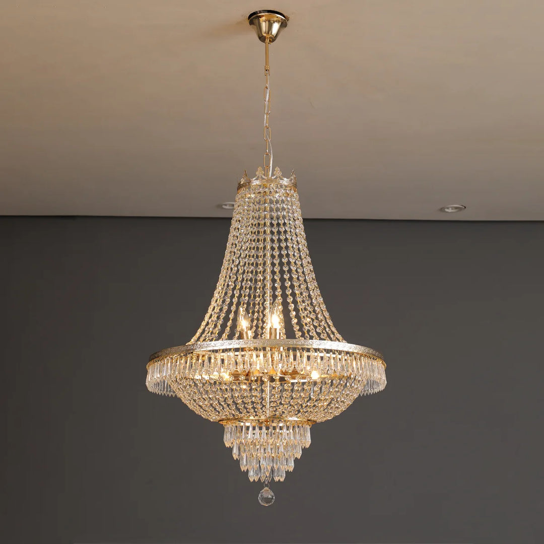 European - Style Luxury Led Crystal Pendant Light - Gold/Silver Ideal For High Ceilings Chandelier