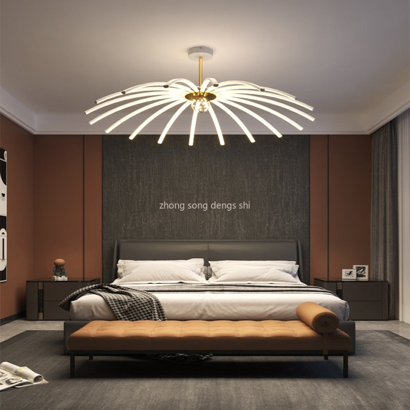 Modern Umbrella Led Ceiling Chandelier Black White Minimalist Decor For Living Dining Room Center