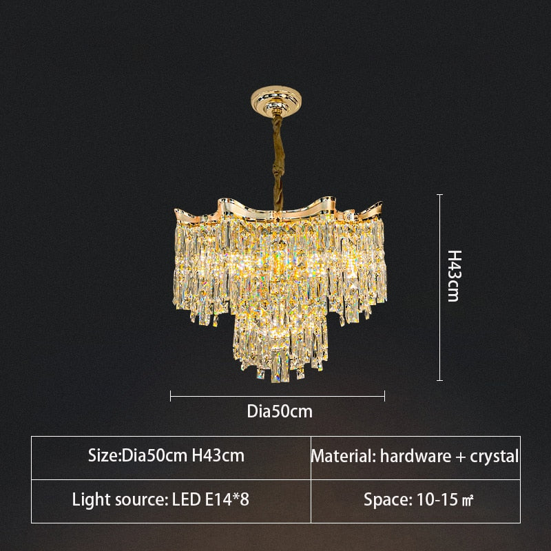 Light Luxury Crystal Lamp Livingroom Chandelier Personality Atmosphere New Hall Living And Dining