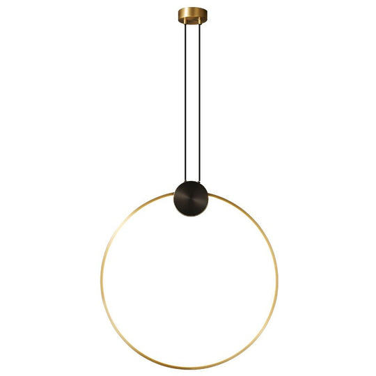 Minimalist Led Pendant Lights Copper Ring Bedsdie Foyer Aisle Lighting Fixtures Adjustable Wire