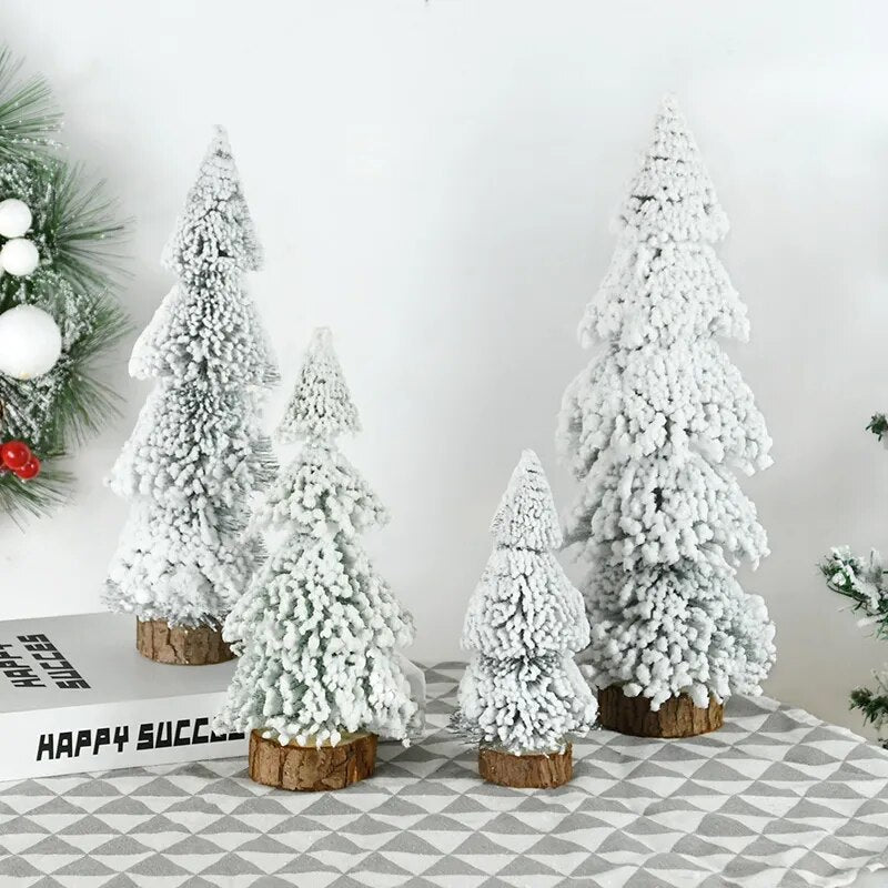 Mini Small Christmas Tree Desktop Decoration Cedar Needle Xmas New Year Home Decor Diy Ornament