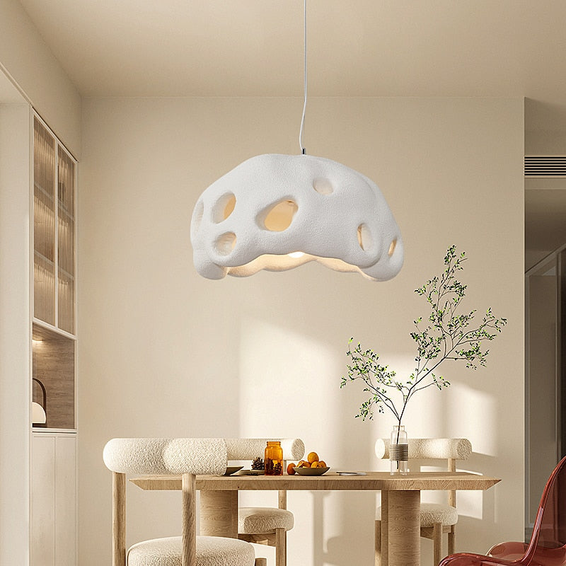 Nordic Wabi - Sabi Cream Pendant Light - Designer Led Decor Lamp For Restaurants Living Rooms