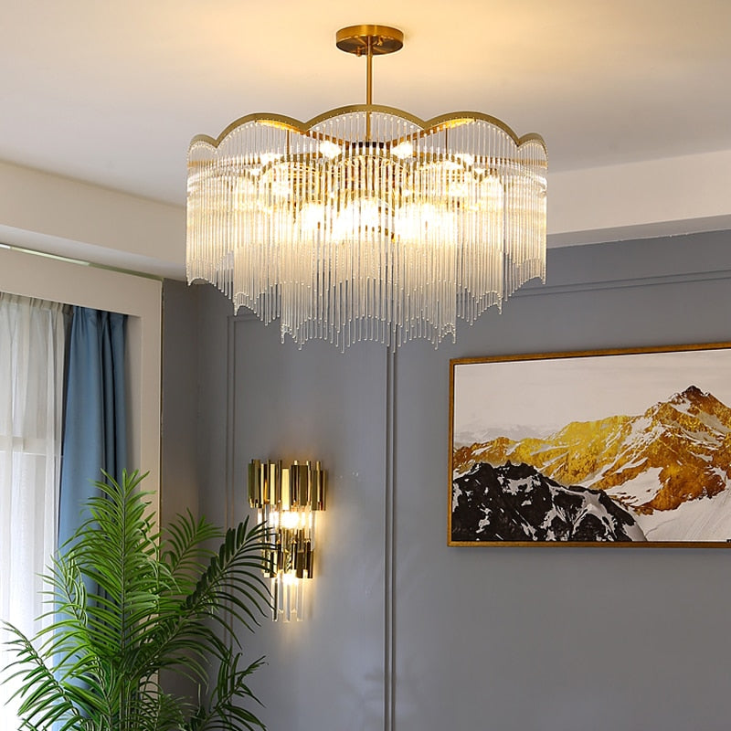 Luxe Serenity: Post - Modern Minimalist Crystal Glass Chandeliers For Elegant Spaces Chandelier