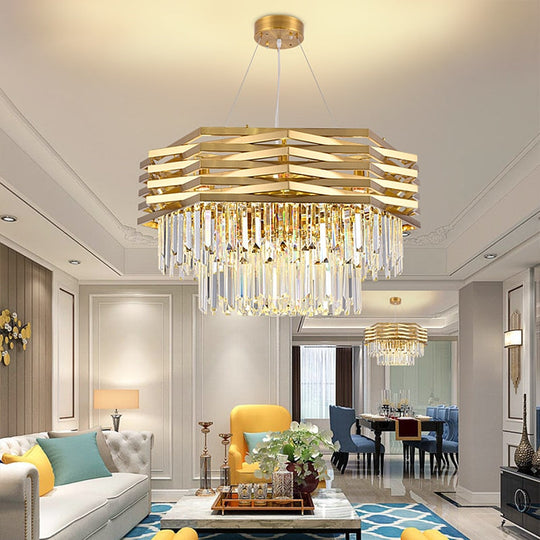Modern Crystal Chandeliers / Gold Luxury Ceiling Chandelier Fixture For Living Room Hotel Hall