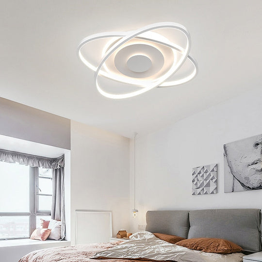 Nordic Modern Minimalist Bedroom Chandeliers White Black Led Ring Lamp Style Living Room Lights