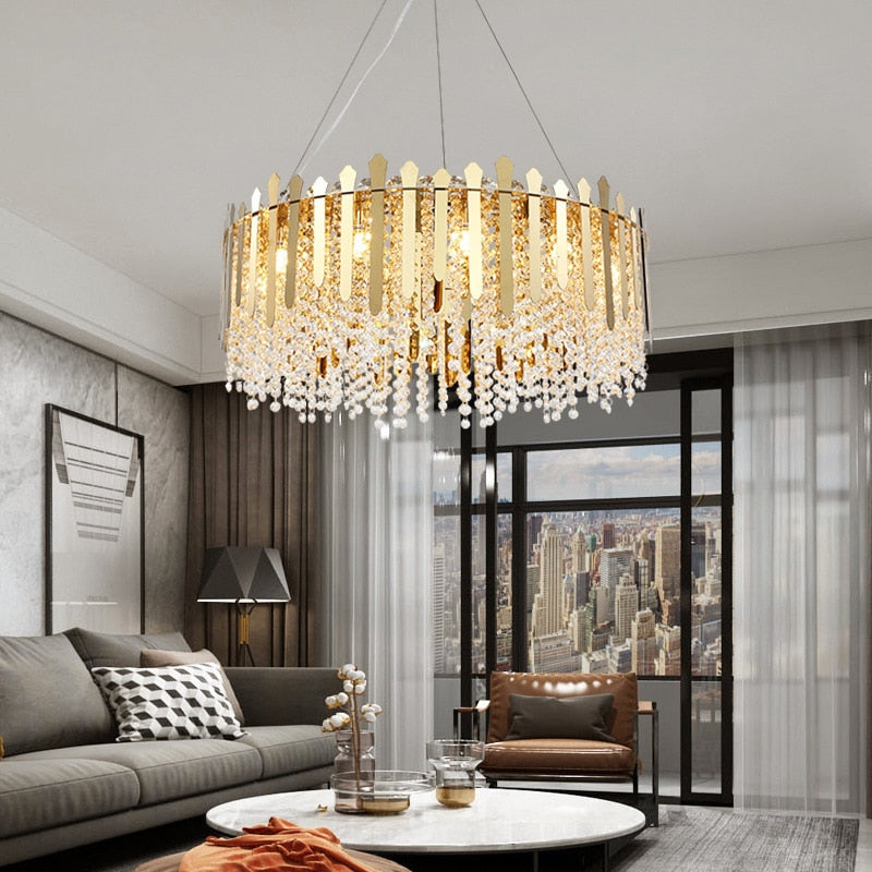 Luxury Dimmable Led Ceiling Chandeliers - Glass Gold Hanging Lamps With Remote Control For Home