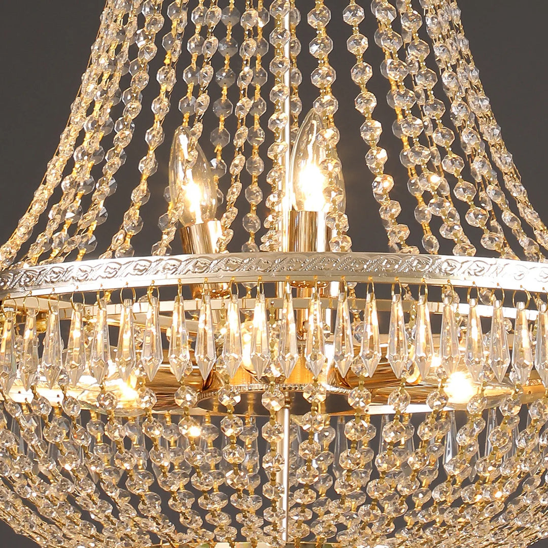 European - Style Luxury Led Crystal Pendant Light - Gold/Silver Ideal For High Ceilings Chandelier