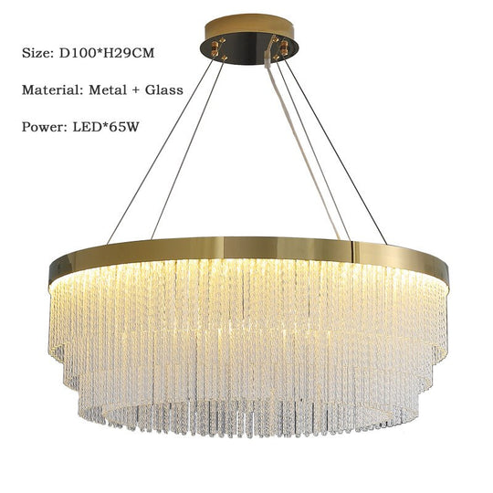 Moden Chandelier Lighting For Living Room Luxury Round Twisted Crystal Pendant Lamp Home Indoor