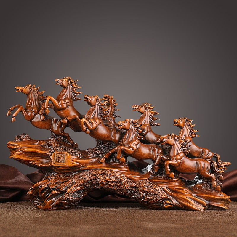 Home Decor: Wealth - Attracting Eight Horses Ornament For Living Room And Office Desktop Decoration