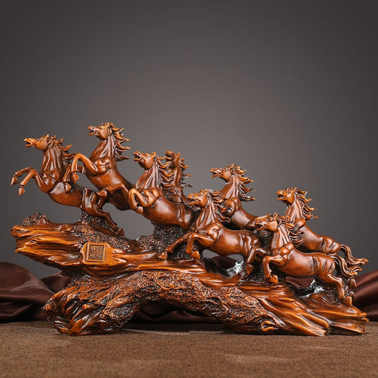 Home Decor: Wealth - Attracting Eight Horses Ornament For Living Room And Office Desktop Decoration