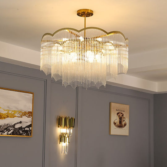 Luxe Serenity: Post - Modern Minimalist Crystal Glass Chandeliers For Elegant Spaces Chandelier