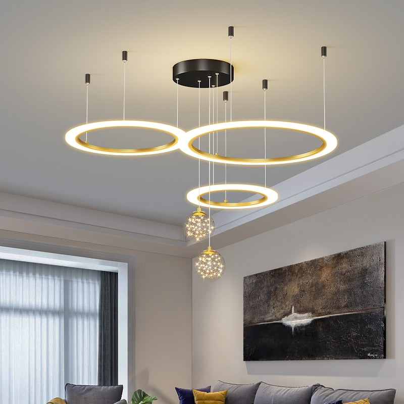 Led Acrylic Chandeliers Indoor Lighting Lamp For Living Room Bedroom Lamps Include Star Decoration