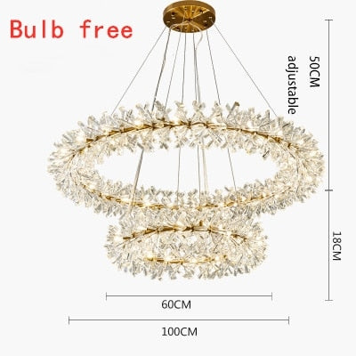 Luxurious Crystal Flower Ceiling Chandelier - Led Indoor Lighting For Home Decoration D100Cm And