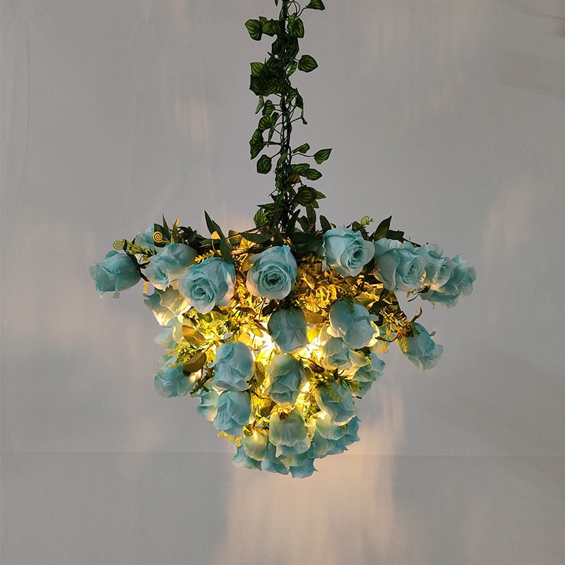 Nordic Rose Pendant Light Personality Creative Coffee Shop Lamp Simulation Plant Cafe Restaurant