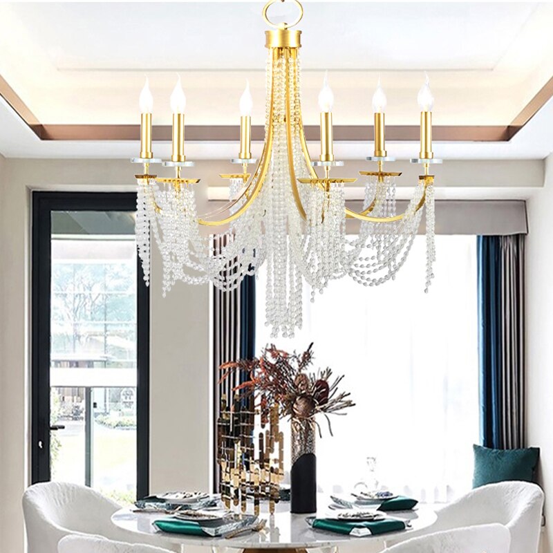 Candle Ceiling Chandeliers Gold New Led Lustres Classical Hanging Lamps Vintage Home Decoration