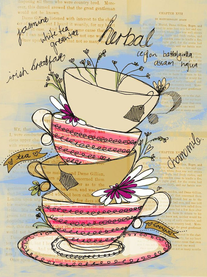 Vintage Coffee Cup And Cake Canvas Painting: Posters Prints For Kitchen Dining Decor 30X40Cm