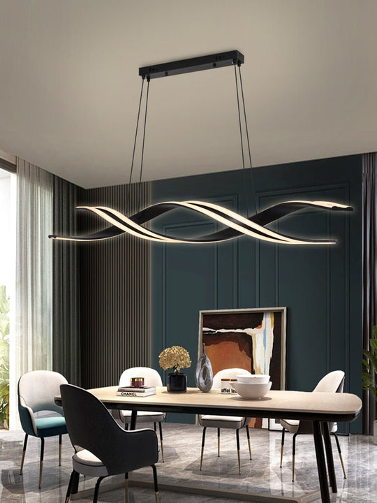 Modern Minimalist Luxury Led Helix Design Pendant Light Gold Black Lighting