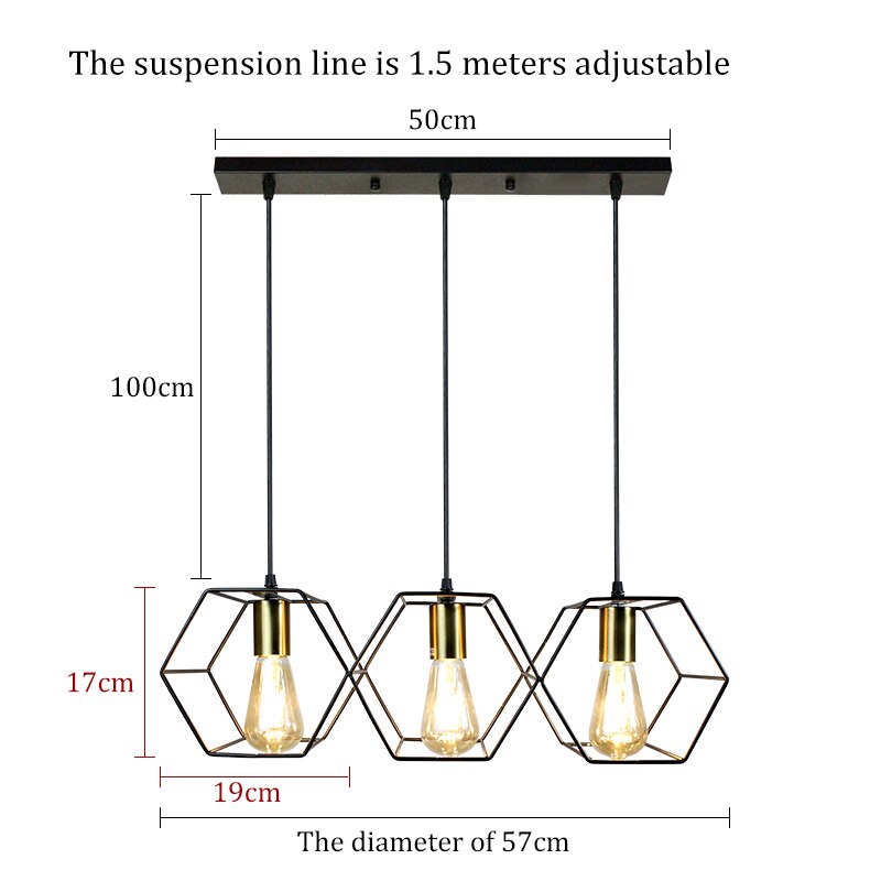 Modern Loft 3/5 Led Hanging Lighting Metal Pendant Lamp Indoor For Living Room Kitchen Light