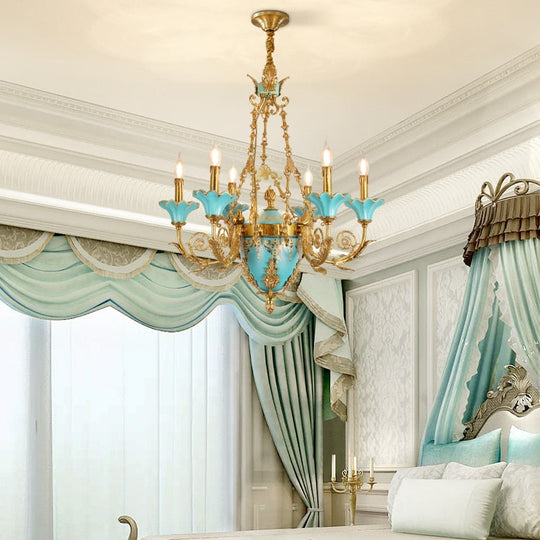 Versailles - French Classical Ceramic Chandeliers Exquisite Handmade Copper Candle Luxury Lamps In