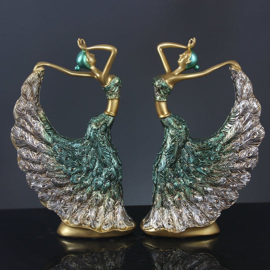Nordic Peacock Dancer Figurines - Luxurious Resin Statue Sculpture For Home Decor Essentials