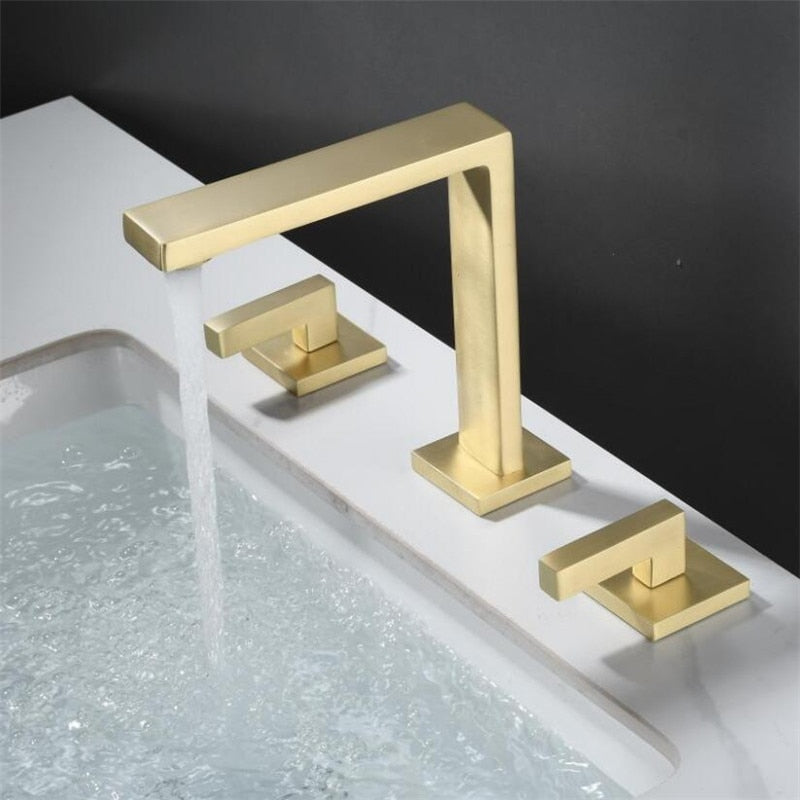Black Basin Faucet Total Brass Brushed Gold Bathroom Antique Sink Faucets 3 Hole Hot And Cold