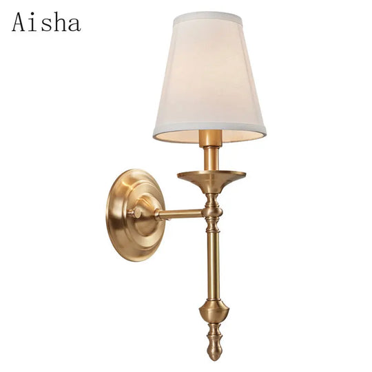 Aisha - American Copper Wall Lamp Black/Gold Living Room Background Light Luxury Bedroom Study
