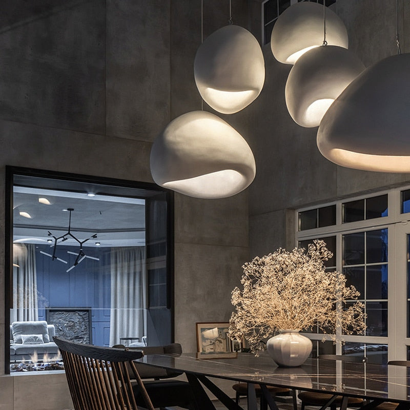 Nordic Minimalist Wabi Sabi Led Pendant Lights: Elegant Home Decor Chandelier For Dining Room Bar
